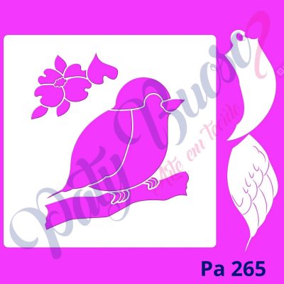 Pa 265 - Passarinho com Florzinha 14x14