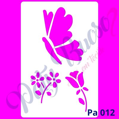 Pa 012 - Borboleta com flores (Pequeno)