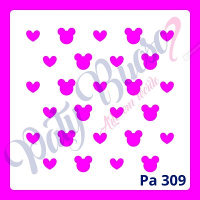 Pa 309 - Mini cabecinhas e corações MM- 14x14