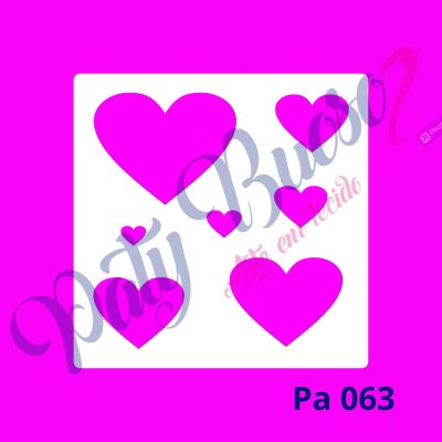 Pa 063 - Corações Vários Tamanhos - 20x20