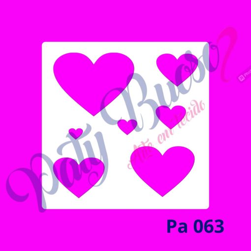 Pa 063 - Corações Vários Tamanhos - 20x20