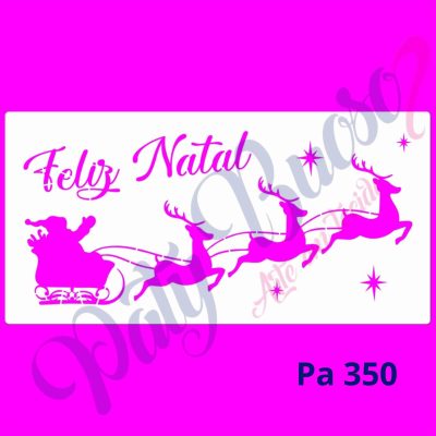 Pa 350 - Trenó com Renas Natalino - Stencil 14x28