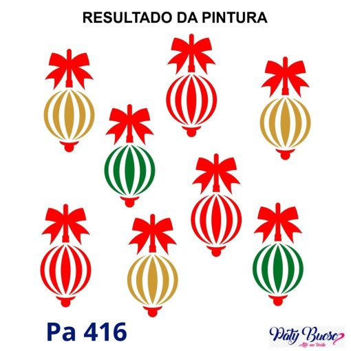Pa 416 - Estampa Bolinhas de Natal - 14x14 - Imagem 2