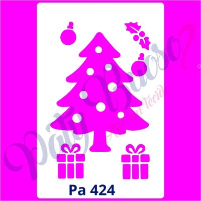 Pa 424 - Estampa Árvore de Natal e presentes - 12x8