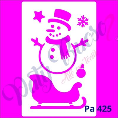 Pa 425 - Estampa Boneco de Neve e Trenó - 12x8