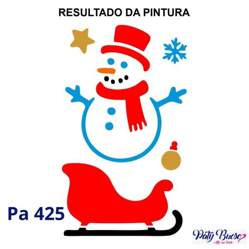 Pa 425 - Estampa Boneco de Neve e Trenó - 12x8 - Imagem 2