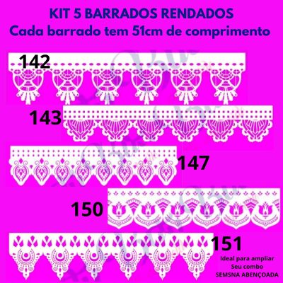 Kit 5 Stencils Barrados Rendados