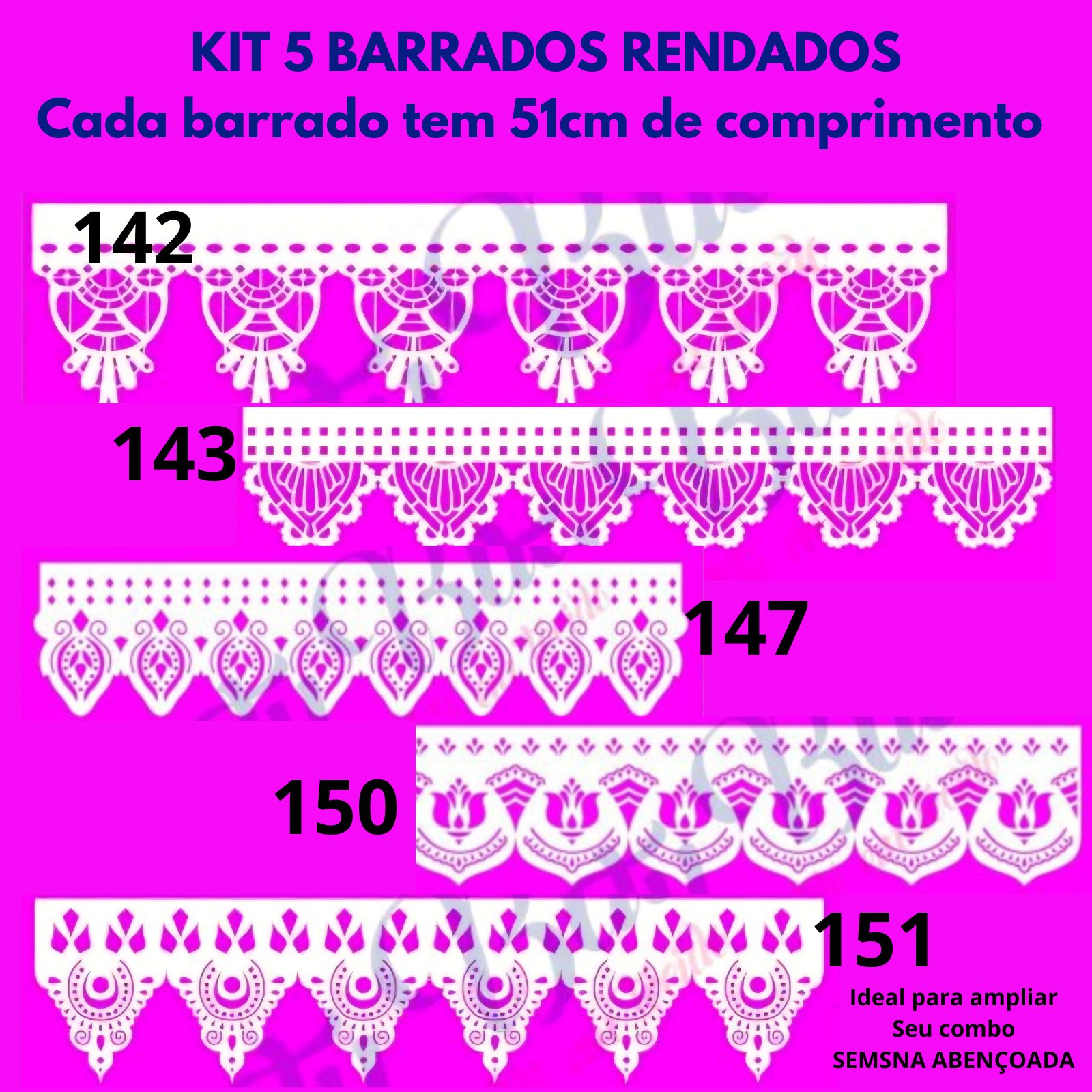 Kit 5 Stencils Barrados Rendados