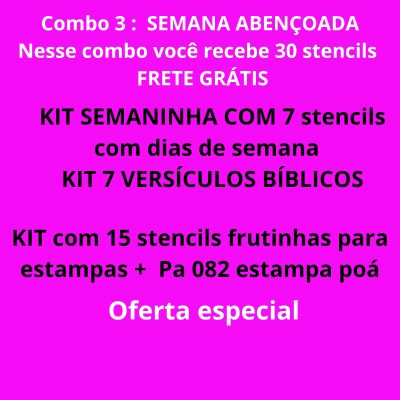 COMBO 3 _ kit SEMANINHA + kit VERSÍCULOS + KIT FRUTINHAS